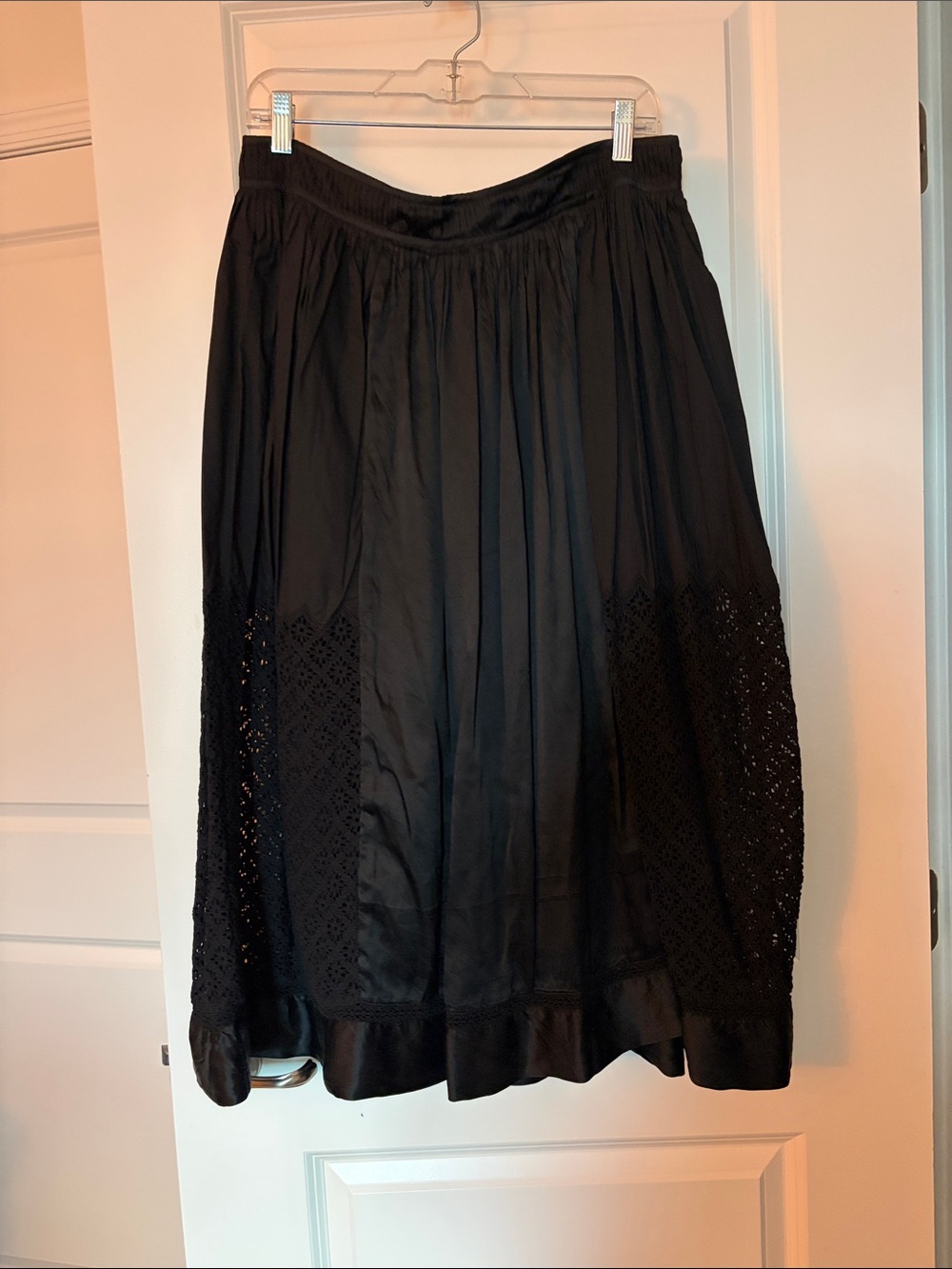 Banana Republic Black Midi Skirt with Eyelet Panels